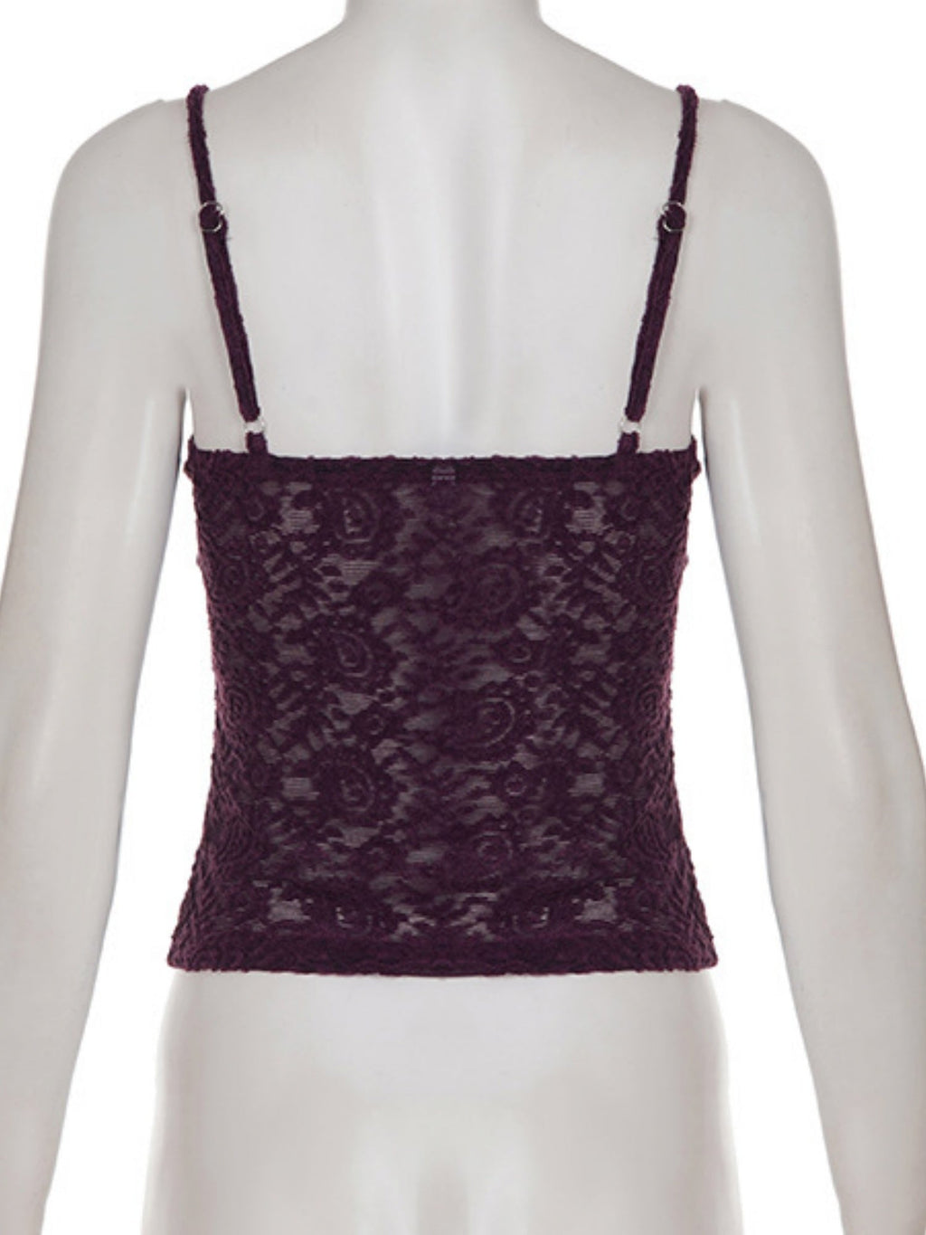 Lace Patchwork Purple V-neck Backless Tank Top