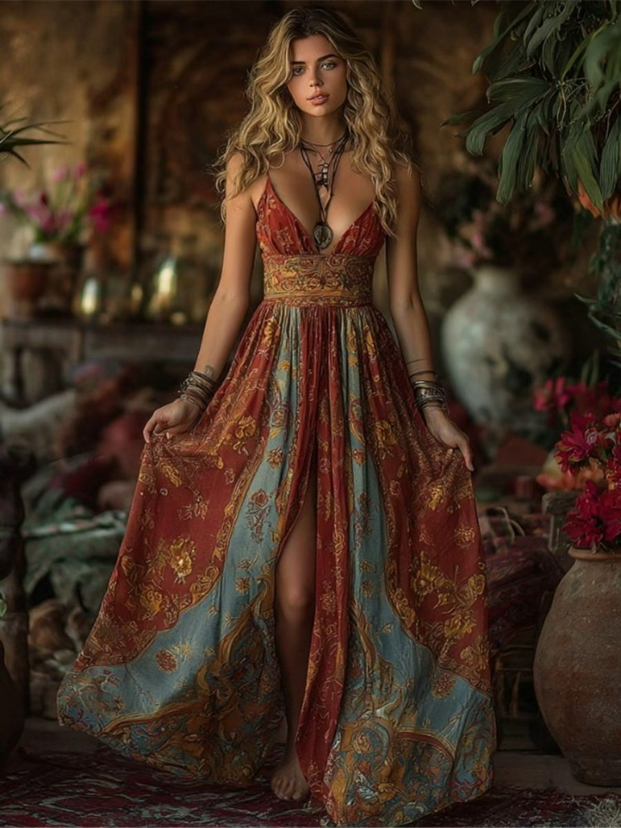 Hippie Camisoles Printed Elegant Maxi Dresses