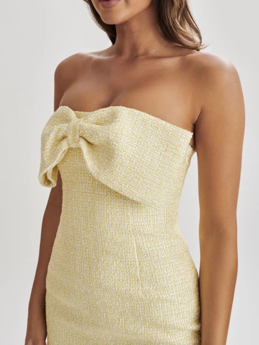 Tweed Bow Solid Color Formal Dress Mini&Short Dresses