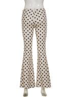 Polka Dots Low-rise Loose-fit Micro-flared Pants