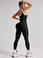 Color-blocked Stripes One Shoulder Exercise And Fitness Yoga Jumpsuits