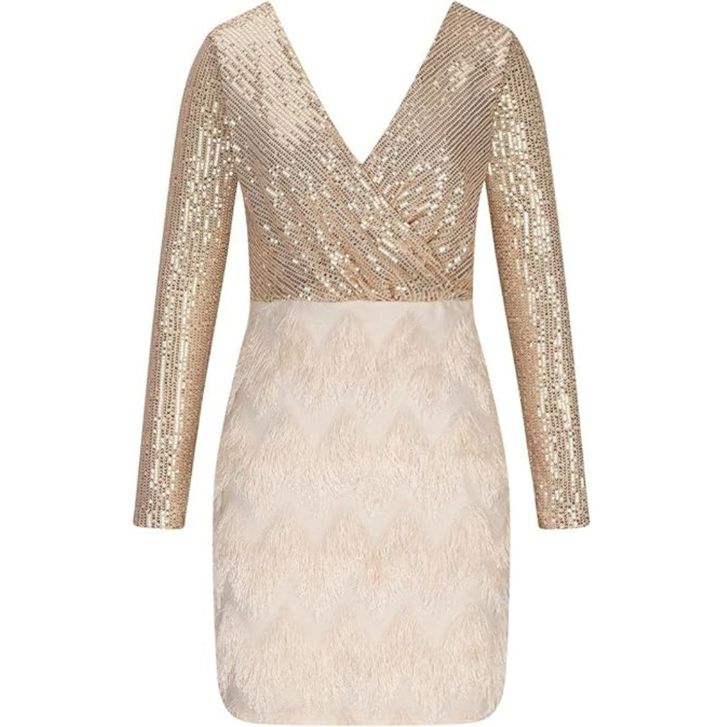 Celia Statement Sequin Dress with V Neck Chic Silhouette Collection