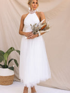 Halter Mesh Formal Dress Maxi Dresses
