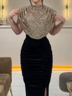 Sequins Splicing Sleeveless Hip-hugging Slit Parties Maxi Dresses