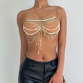 Metal chain beaded halter cami top  | Festival Outfits Women