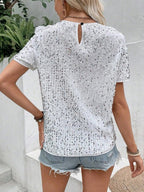 Sequins Crew Neck Short Sleeve T-shirt