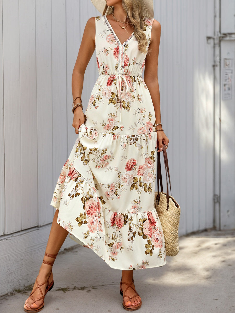 Trim Printed Maxi Dresses