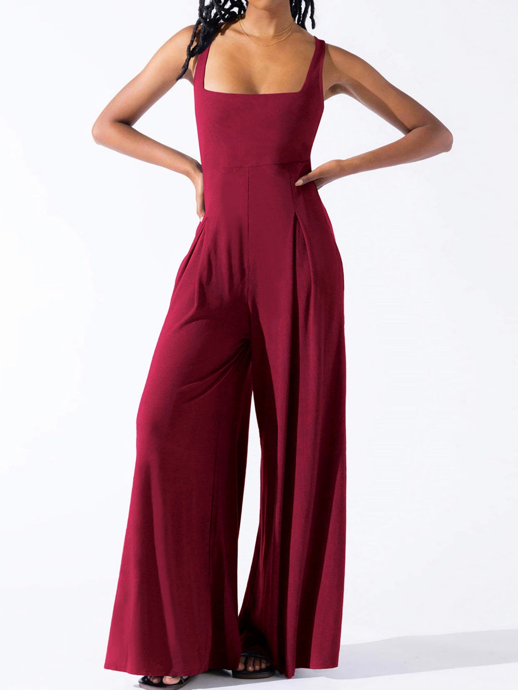 Camisoles Pleated Solid Color Jumpsuits