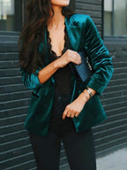 Velvet Pocket Slim-fit Long Sleeves Blazers