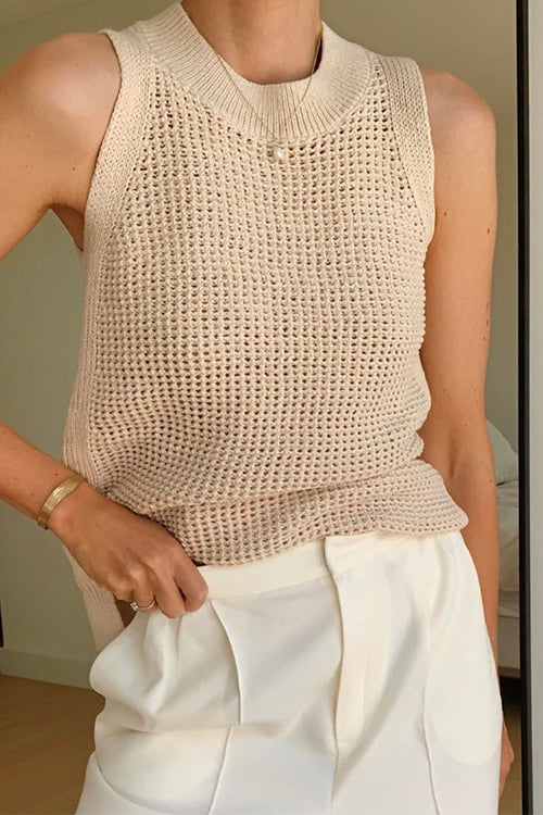 Crewneck Hollow Out Sleeveless Top