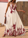 Camisoles Backless Printed Retro Vacation Maxi Dresses