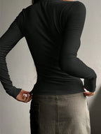 Pullover Button Long-sleeved T-shirt