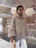 Gleam Luxe Relaxed Zip Cardigan