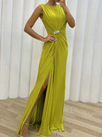 Crimp Slits Parties Maxi Dresses