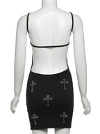 Cross Backless Camisoles Mini&Short Dresses