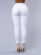 Hole Stretch Slimming Pencil Pants Jeans