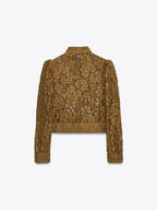 Applique Lace Stand Collar Cardigan Hollow Vacation Shirts