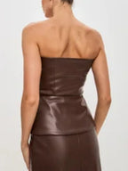 PU Leather Single-breasted Strapless