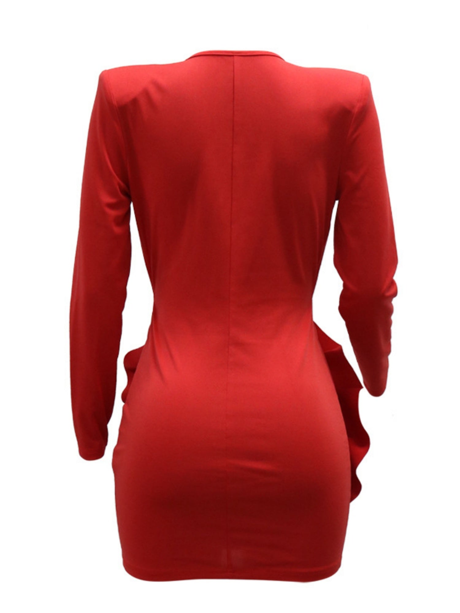 3D Flowers Valentine's Day Deep V Long Sleeve Pleated Mini&Short Dresses