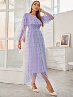 Mesh Polka Dots Maxi Dresses