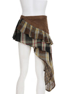 Plaid Patchwork Irregular Hem Short Skirt