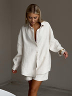 Long-sleeved Cardigan Shorts 2-piece Sets