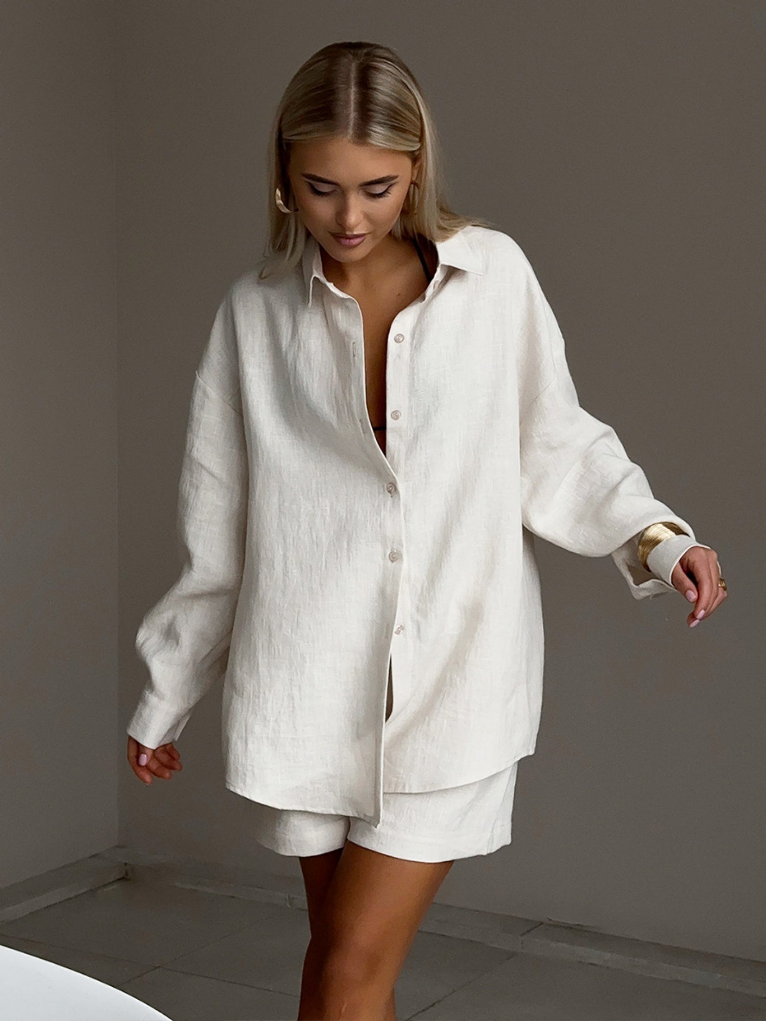 Long-sleeved Cardigan Shorts 2-piece Sets