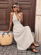 Polka Dots Deep V-neck Neckband Maxi Dresses