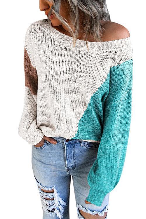 Triple Color Block Knit Sweater