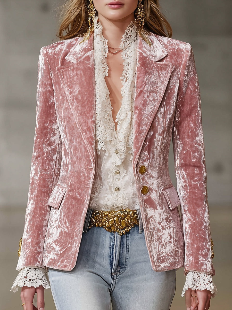 Long Sleeve Fashion Slim Fit Velvet Blazers