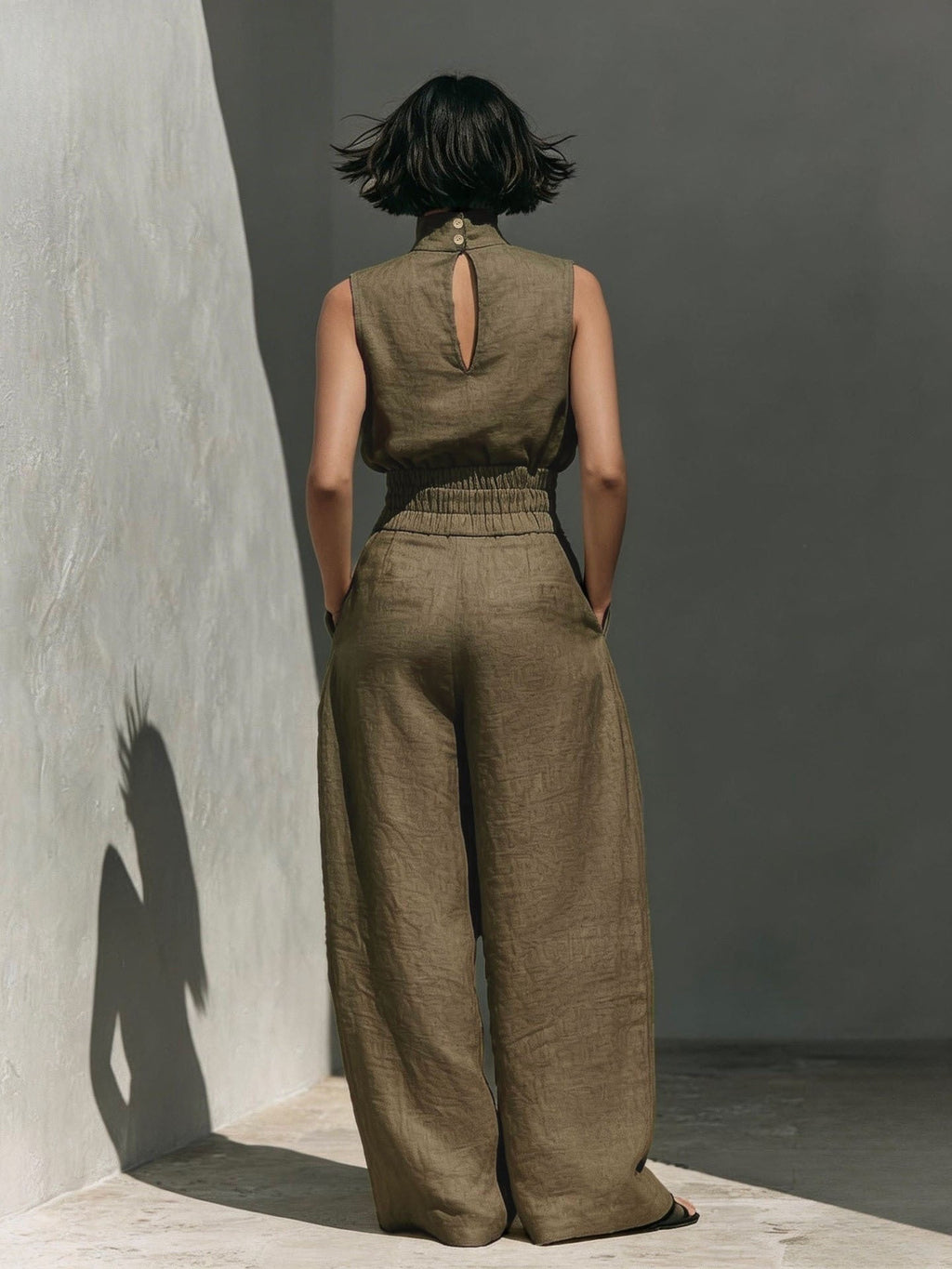 Cotton And Linen Sleeveless Trousers Casual Two-piece Set