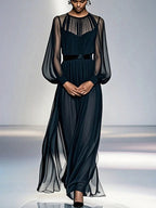 Black Waist Camisoles Mesh 2-piece Sets Maxi Dresses