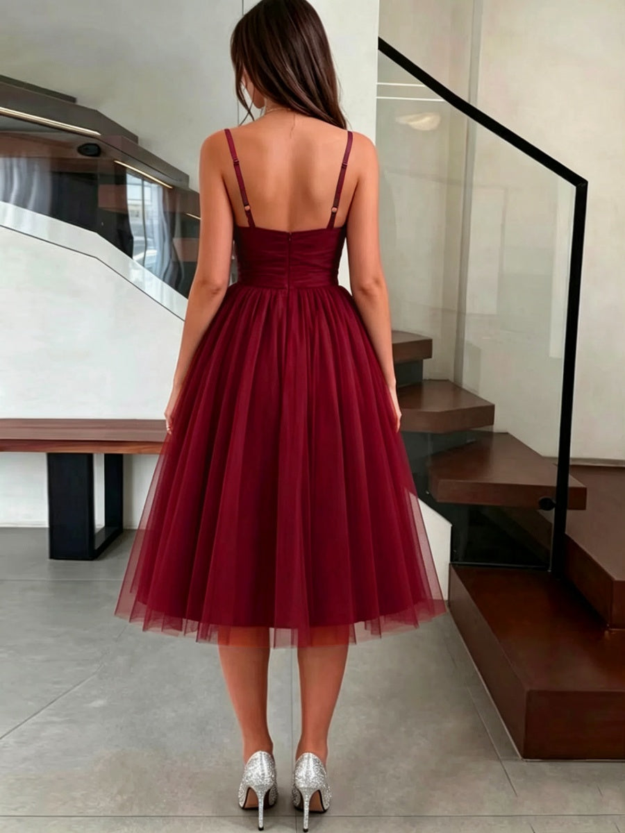 Camisoles Backless Mesh Banquet Maxi Dresses