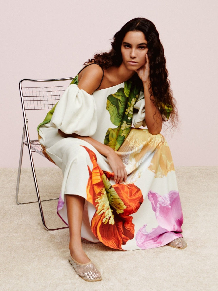Off-shoulder Floral Print Maxi Dress For Vacation