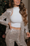 Chicest Open Front Glitter Sequin Blazer