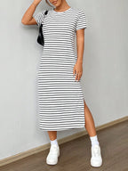 Stripes Slit Maxi Dresses