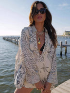 Printed Vacation V-neck Shirt Shorts Set 2-piece Sets
