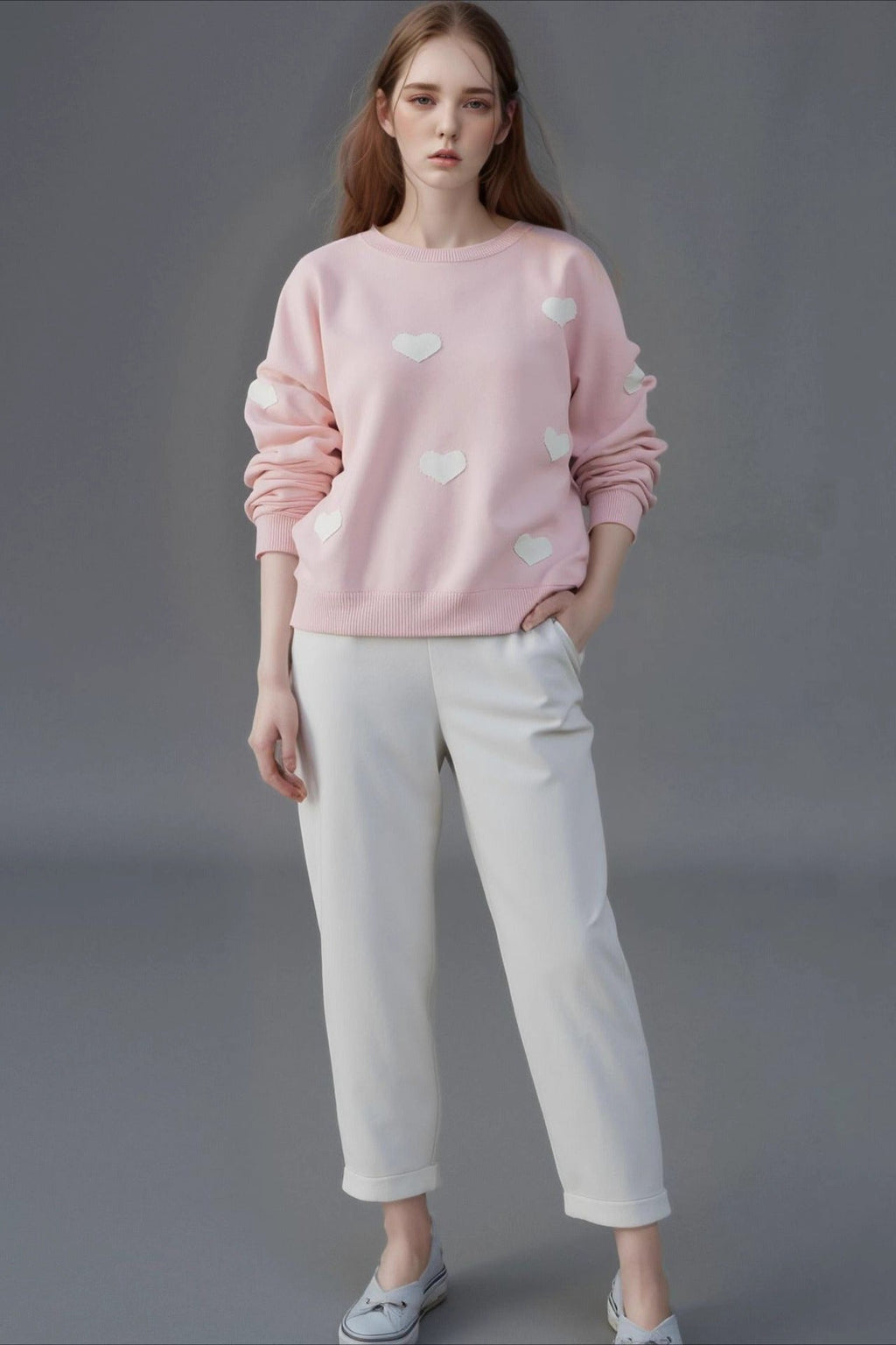 Heart Jacquard Knit Sweater