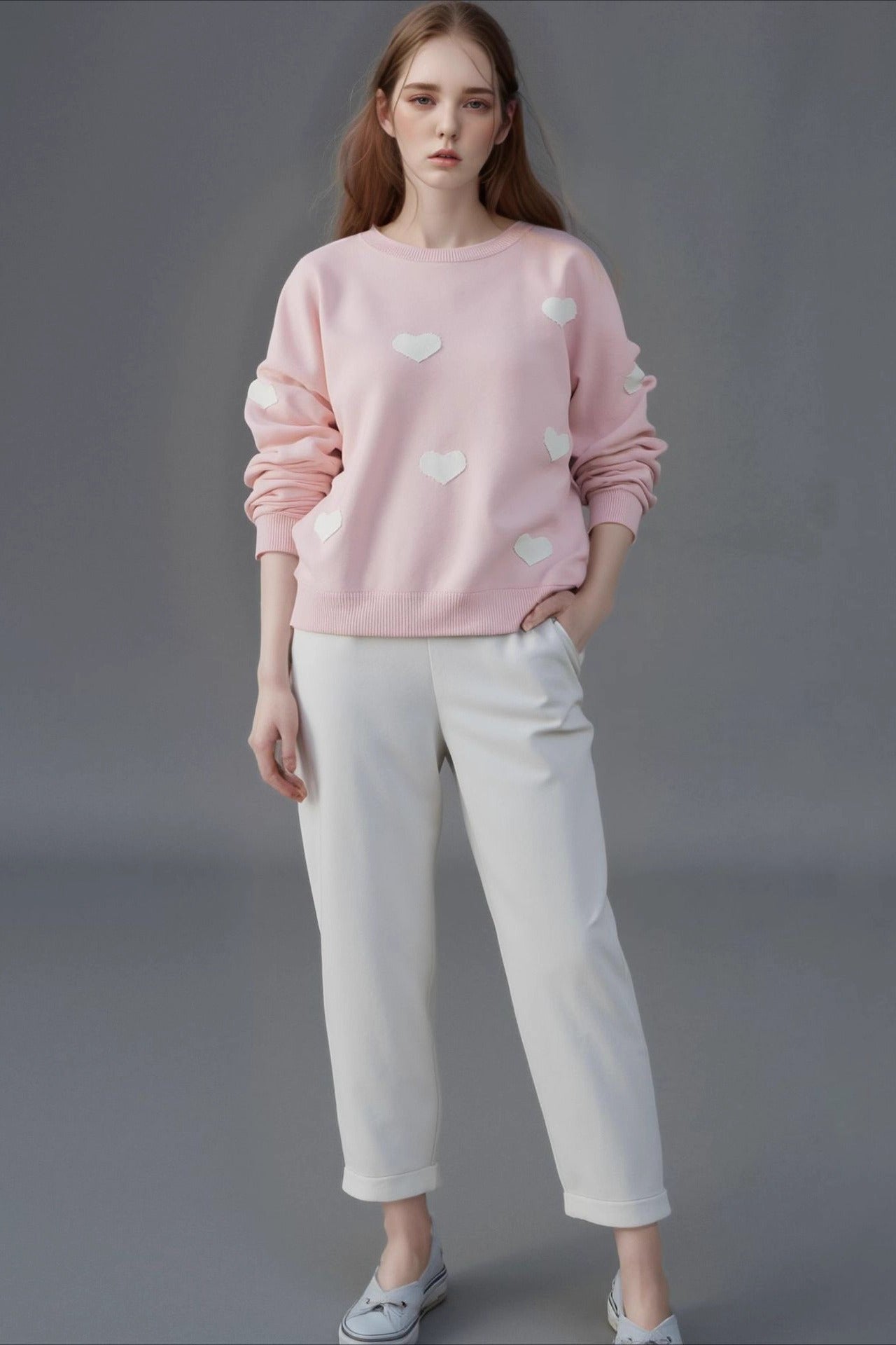 Heart Jacquard Knit Sweater