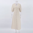 French Ladies' Mature Backless Shirt Dress