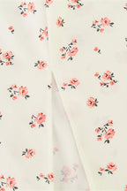 Backless Puff Sleeve Round Neck Split Maxi Floral Dress