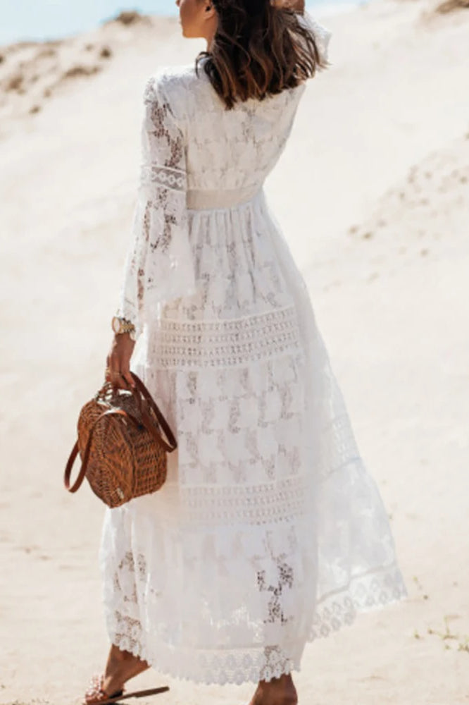 Lace V-Neck Hollow Dress