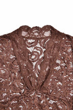 Floral Lace Deep V-Neck Bell Sleeve Asymmetric Ruffle Hem Mini Dress