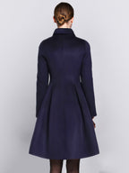 Flared Woolen Coat In Burgundy Double-Breasted Turndown Collar A-line Winter Midi Outerwear For Women 2026