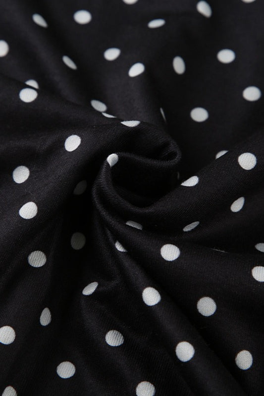 Black Mock Neck Sleeveless Polka Dot Bodycon Mini Dress