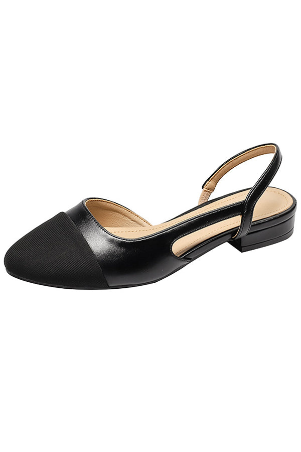Fashionable Color-blocked Elegant French Thick-heeled Sandals