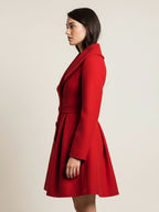 Wool Blend A-line Coat With Shawl Collar And Black Buttons For Women 2026