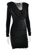 Modern Ruched Mini Dress With Deep V Neck For Women 2026