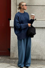Casual Solid Color Pullover Sweater