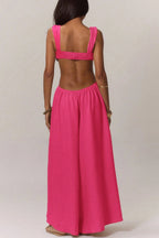 Solid Color Casual Camisole Loose Stretch Wide-leg Jumpsuit